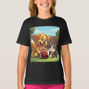 Adorable Hunde und Katzen spielen mit Fußball T-Shirt