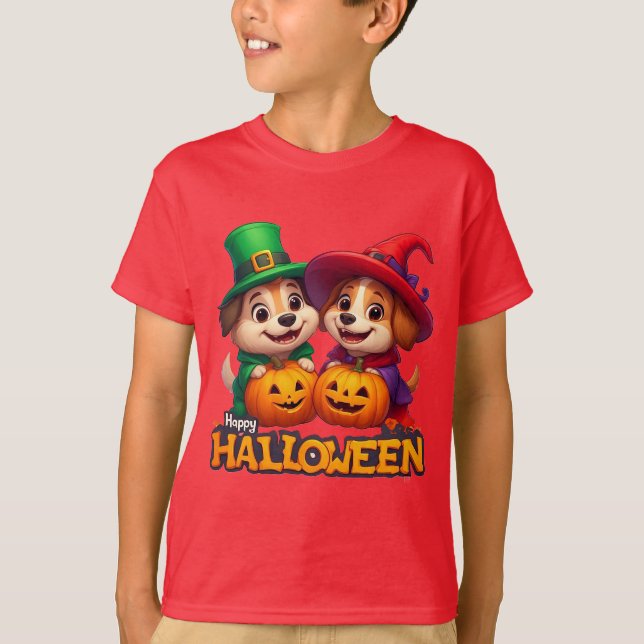 Adorable Hunde zu Halloween-Kostümen T-Shirt (Vorderseite)