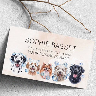 Adorable Hundgrooming, Aquarellbeige Visitenkarte