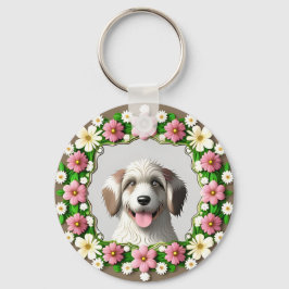 Adorable Hündin Gerahmt durch helles Design Schlüsselanhänger