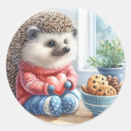 Adorable Igel Cookies Blumenwalzentin Runder Aufkleber