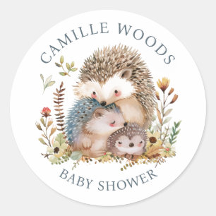 Adorable Igel Familiendusche Einladung Runder Aufkleber