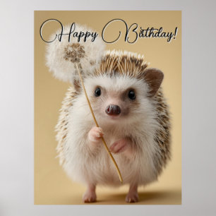 Adorable Igel mit einem Löwenzahn Poster