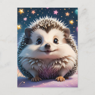 Adorable Igel mit Stars und Herzen Postkarte
