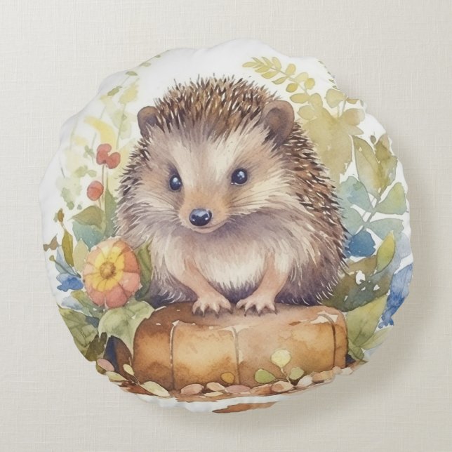 Adorable Igel Rundes Kissen (Rückseite)