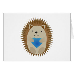 Adorable Igel umarmen ein blaues Herz