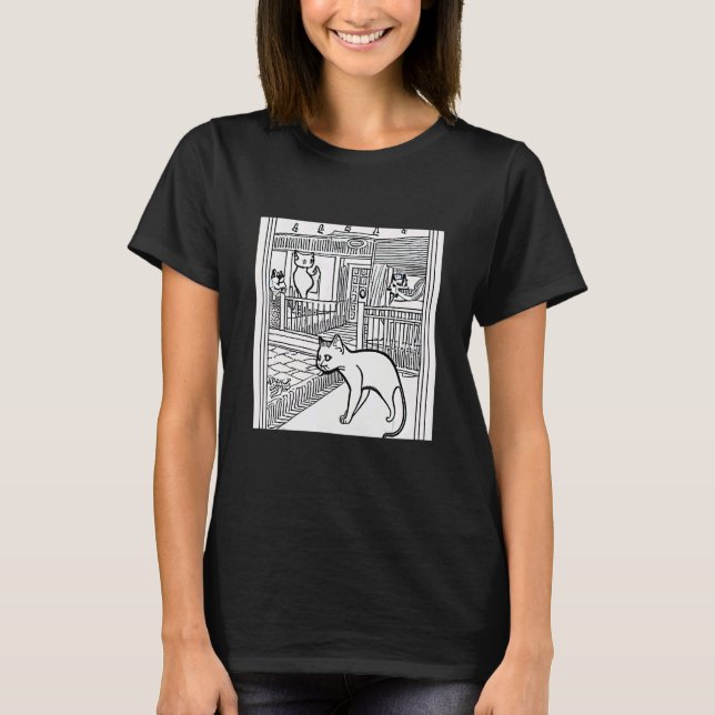 Adorable Illustration Stray Cat Feline Kitten Kitt T-Shirt (Vorderseite)