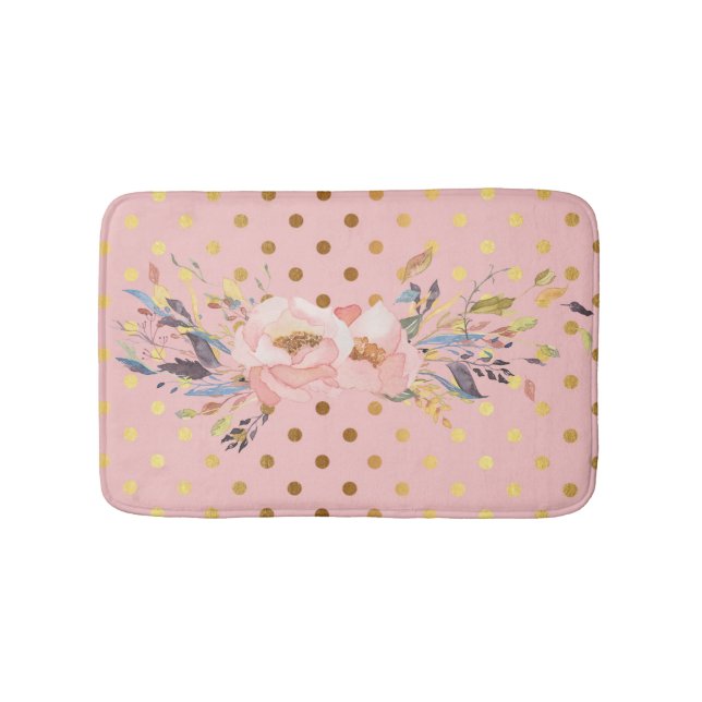 Adorable Imitate Gold Polka Dots Blume Badematte (Vorderseite)