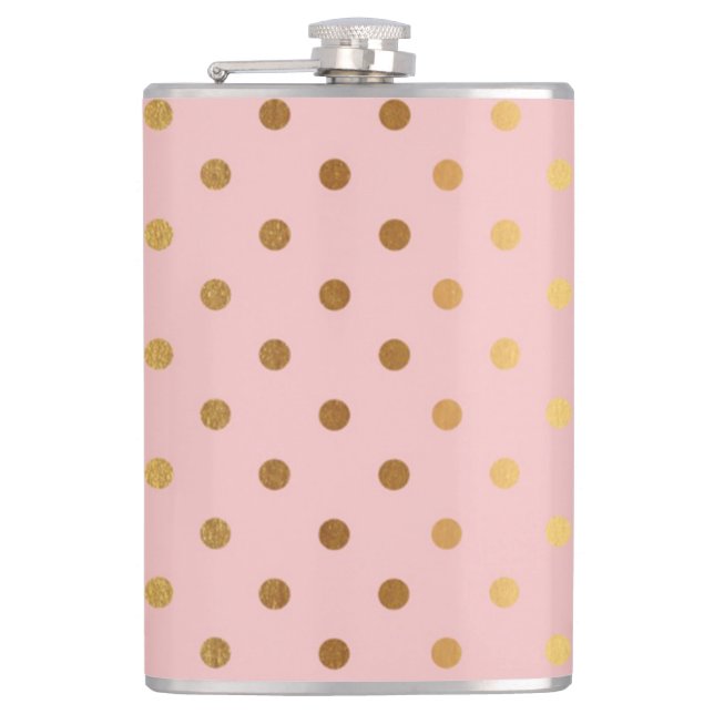 Adorable Imitate Gold Polka Dots Blume Flachmann (Vorderseite)