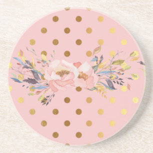Adorable Imitate Gold Polka Dots Blume Getränkeuntersetzer