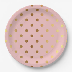 Adorable Imitate Gold Polka Dots Blume Pappteller