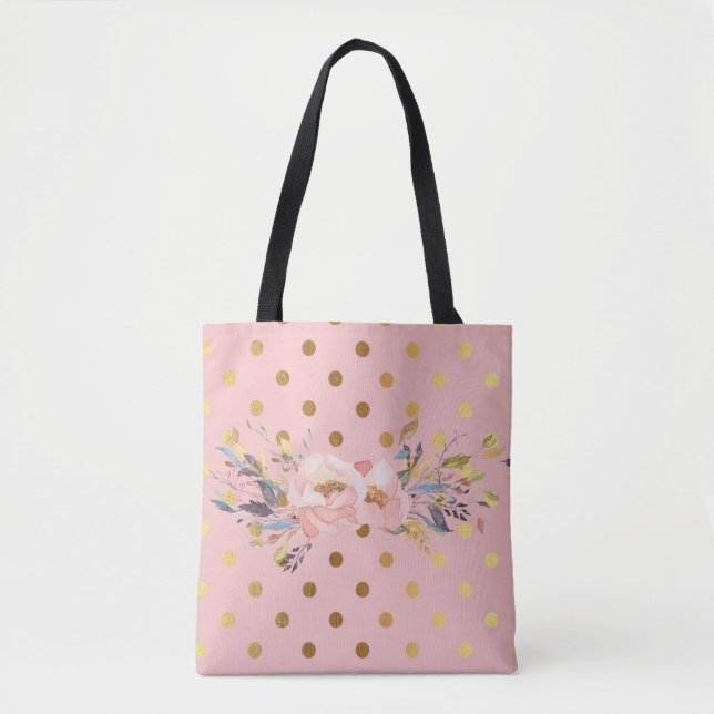 Adorable Imitate Gold Polka Dots Blume Tasche (Vorderseite)
