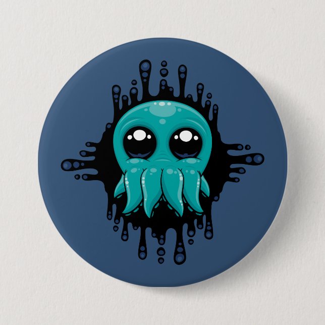 Adorable Inky Baby Octopus Friend Button (Vorderseite)