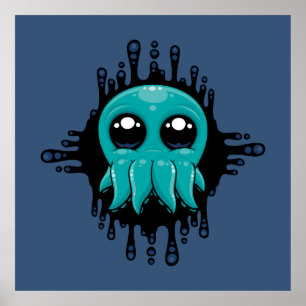 Adorable Inky Baby Octopus Friend Poster