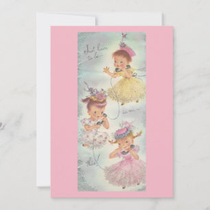 Adorable Invitation Vintage Filles Fête.