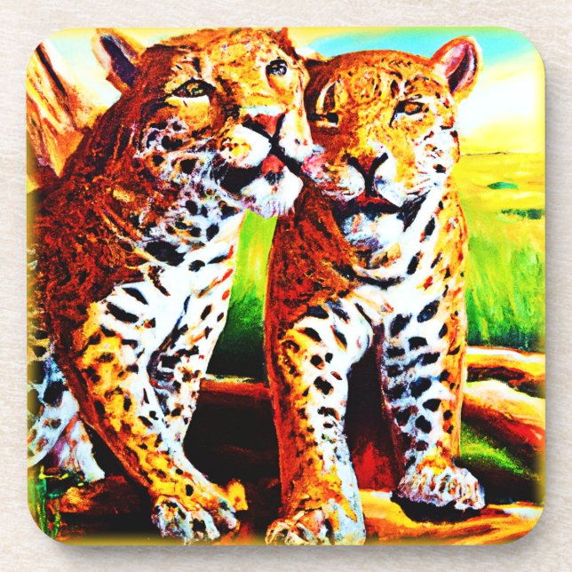Adorable Jaguar Cubs im Dschungel. Jetzt kaufen Getränkeuntersetzer (Vorderseite)