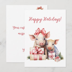 Adorable Joyeux Vacances Piggies Cartes Aquarelles