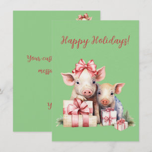 Adorable Joyeux Vacances Piggies Cartes Aquarelles