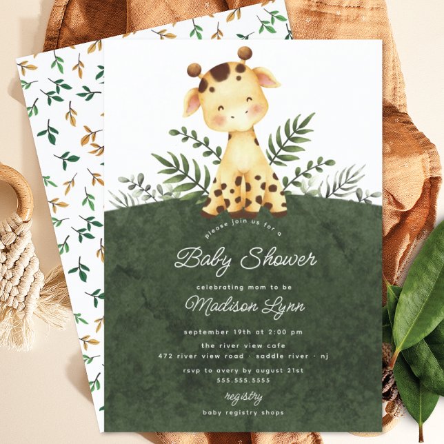 Adorable Jungle Giraffe Baby shower Invitation (Créateur téléchargé)