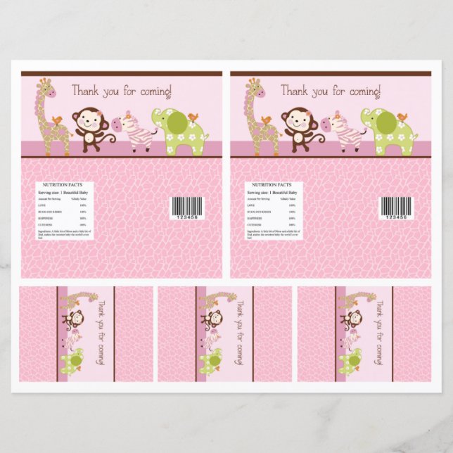 Adorable "Jungle Girl" Candy Bar Labels 2 Größen (Vorderseite)
