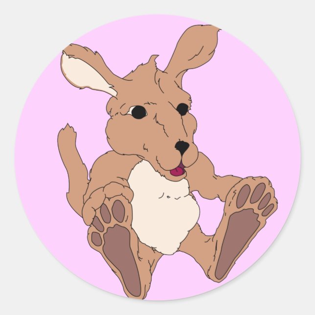 Adorable Kangaroo Runder Aufkleber (Vorderseite)