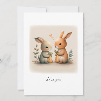 Adorable Kaninchen Holding Carrots Cards Dankeskarte