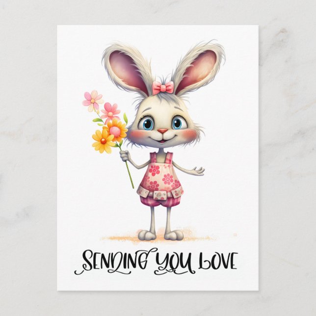 Adorable Kaninchen senden Sie Ihre Liebe Postkarte (Vorderseite)