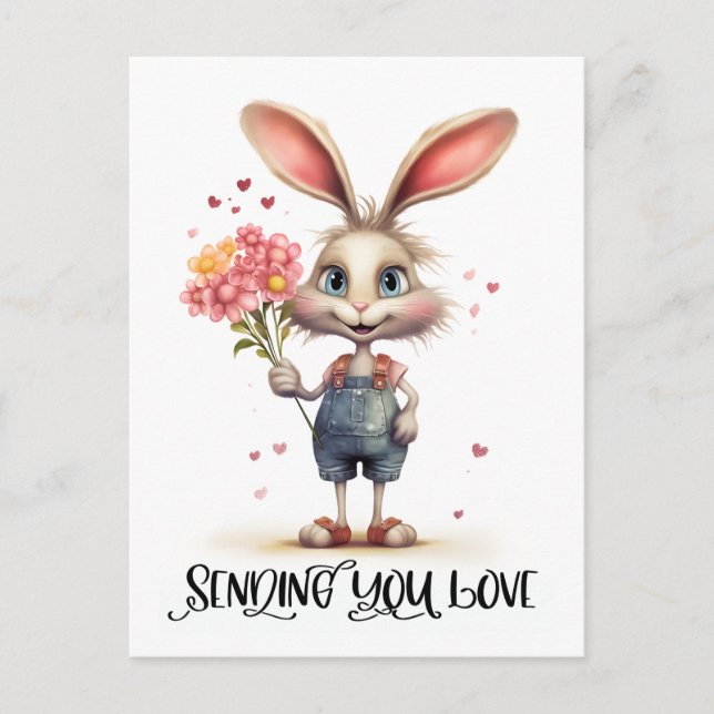 Adorable Kaninchen senden Sie Ihre Liebe Postkarte (Vorderseite)