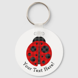 Adorable karierte Ladybug-Grafik Schlüsselanhänger