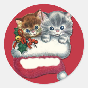 Adorable Kätzchen auf Geschenkklebern Runder Aufkleber