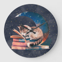 Adorable Katze auf dem Mond Lesen eines Buches