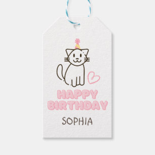 Adorable Katze in einem Geburtstagshügel Geschenkanhänger
