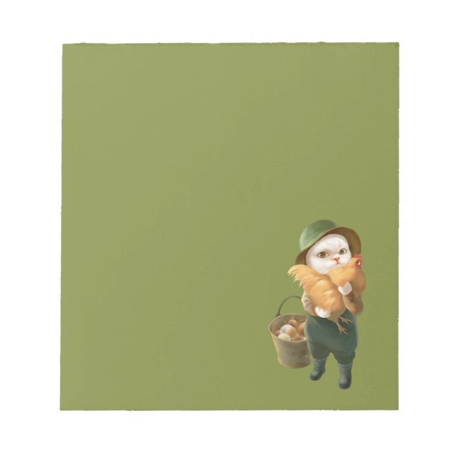 Adorable Katze mit Hen auf dem Bauernhof Notizblock (Vorderseite)