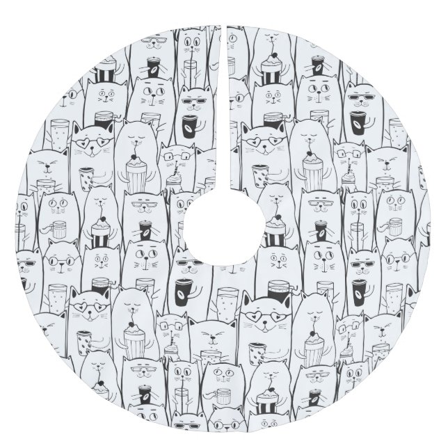 Adorable Katzen Polyester Weihnachtsbaumdecke (Vorderseite)