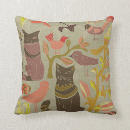 Adorable Katzen und Vögel Kissen