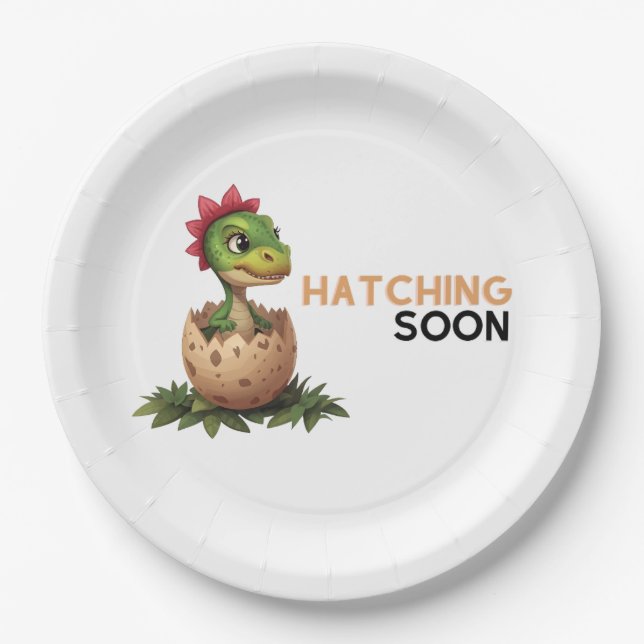 Adorable Kawaii Baby Dinosaur Hatching Pappteller (Vorderseite)
