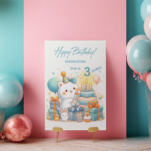Adorable Kawaii Bären Geburtstag für 3 Jahre alt Karte