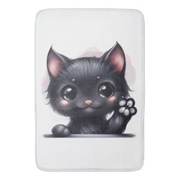 Adorable Kawaii Black Cat Badematte
