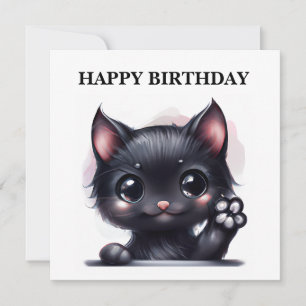 Adorable Kawaii Black Cat Feiertagskarte