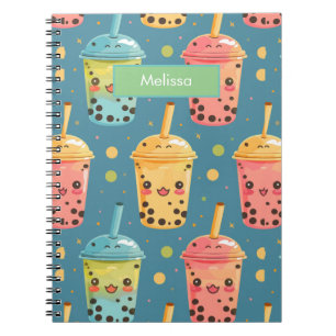 Adorable Kawaii Boba Drink Design Notizblock