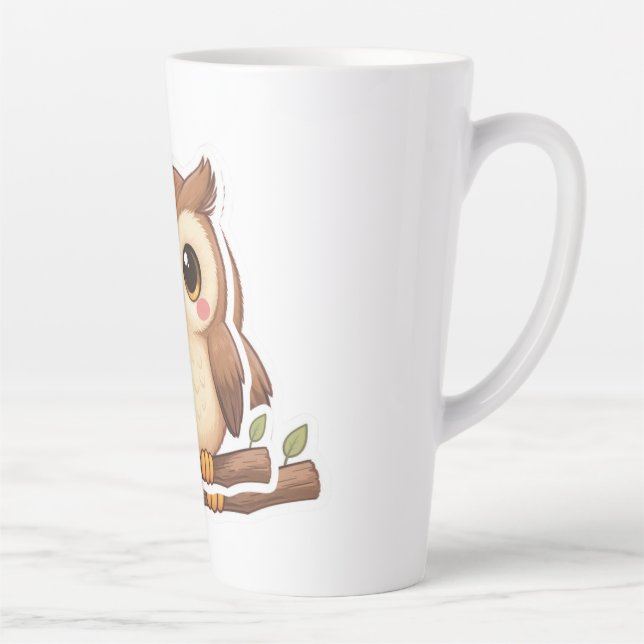 Adorable Kawaii Chibi Owl  Milchtasse (Rechts)