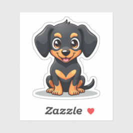 Adorable Kawaii-Dackel, Big, Helle Eyes, Small Aufkleber