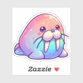 Adorable Kawaii Funkelnd Charm Pastel Walrus Aufkleber