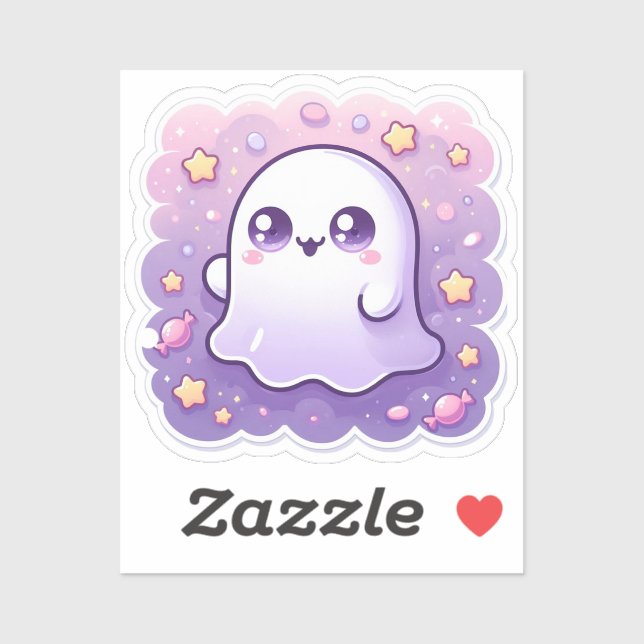 Adorable Kawaii Ghost Vinyl Sticker Niedliche Past (Blatt)