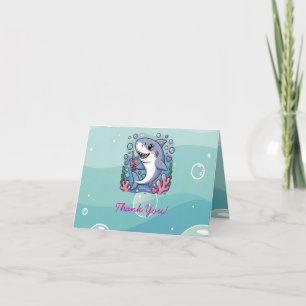 Adorable Kawaii Hai unter der Sea Baby Dusche Dankeskarte