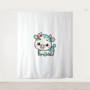 Adorable Kawaii-Kuh mit Kirsche und Bow-Design _2 Wandteppich