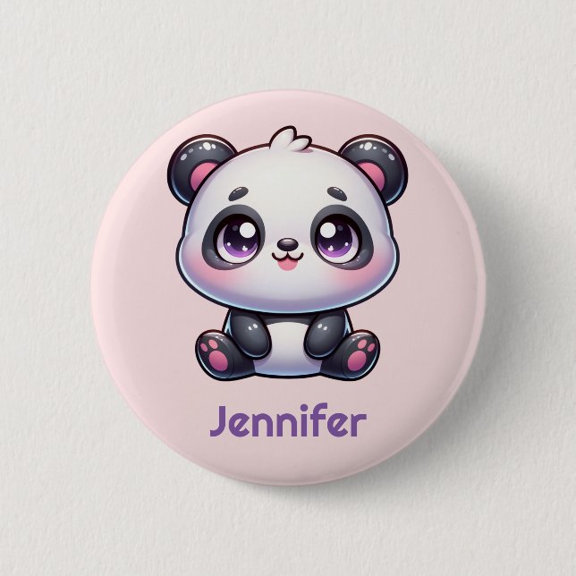 Adorable Kawaii Panda Personalisiertes Design Button (Vorderseite)