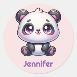 Adorable Kawaii Panda Personalisiertes Design Runder Aufkleber