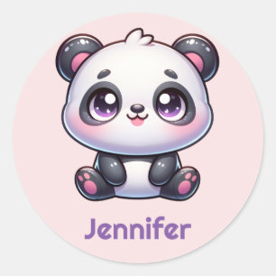 Adorable Kawaii Panda Personalisiertes Design Runder Aufkleber