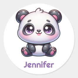 Adorable Kawaii Panda Personalisiertes Design Runder Aufkleber